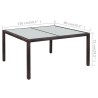 Table de jardin 150x90x75 cm Marron Résine tressée et verre 