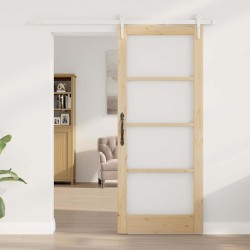 Porte coulissante avec kit de quincaillerie 83x202 cm bois massif de pin 
