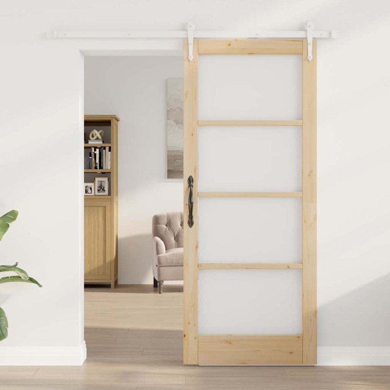 Porte coulissante avec kit de quincaillerie 83x202 cm bois massif de pin 
