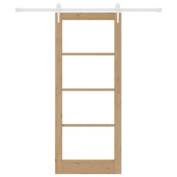 Porte coulissante avec kit de quincaillerie 83x202 cm bois massif de pin 