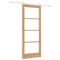 Porte coulissante avec kit de quincaillerie 83x202 cm bois massif de pin 