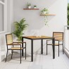 Ensemble repas jardin 3 pièces poly rotin noir et acacia 