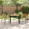 Ensemble repas jardin 3 pièces poly rotin noir et acacia 