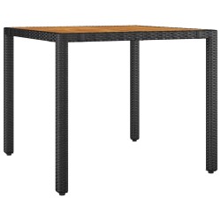 Ensemble repas jardin 3 pièces poly rotin noir et acacia 