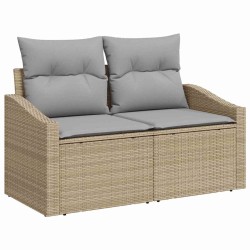 Set de canapé de jardin 3 pièces avec coussins beiges en polyrotin 