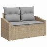 Set de canapé de jardin 3 pièces avec coussins beiges en polyrotin 