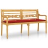 Banc Batavia avec coussin rouge 150 cm Bois de teck massif 