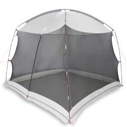Tente de camping avec moustiquaire et porte grise pour 6 personnes, imperméable. 