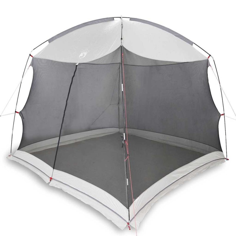 Tente de camping avec moustiquaire et porte grise pour 6 personnes, imperméable. 