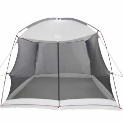 Tente de camping avec moustiquaire et porte grise pour 6 personnes, imperméable. 