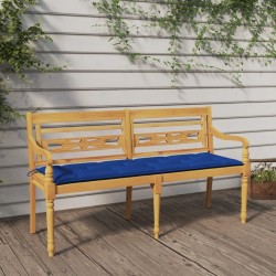 Banc Batavia avec coussin bleu 150 cm Bois de teck massif 