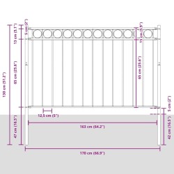 Clôture de jardin grise 1,7x0,8 m en acier 