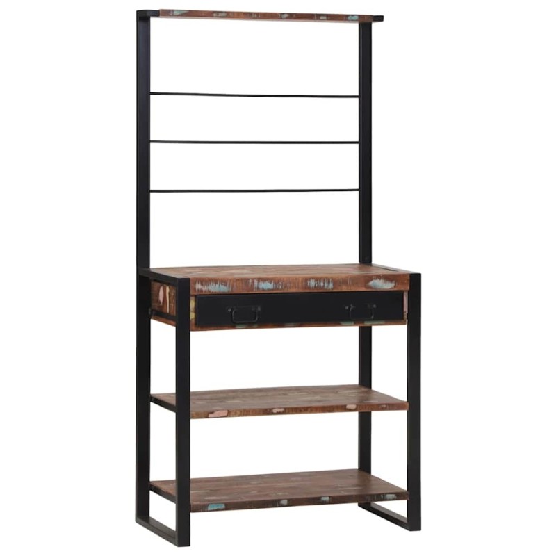 Rack de Cuisine Multicolore 80x40x160 cm Bois Solide Récupéré 