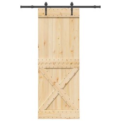 Porte coulissante et kit de quincaillerie 85x210 cm pin massif 