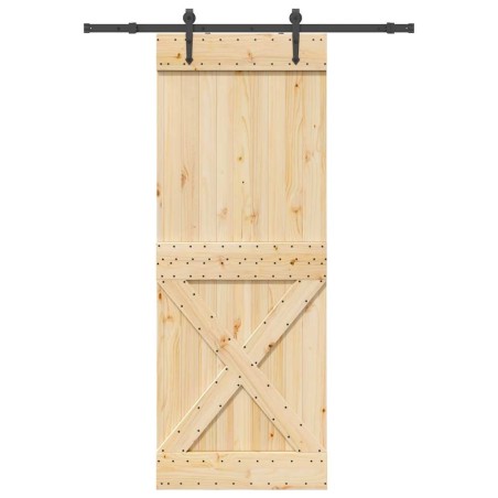 Porte coulissante et kit de quincaillerie 85x210 cm pin massif 