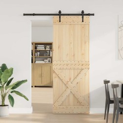 Porte coulissante et kit de quincaillerie 85x210 cm pin massif 
