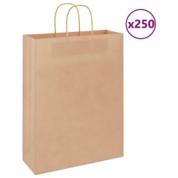 Sacs en papier 250 pcs avec poignées marron 32x12x42 cm 