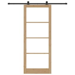 Porte coulissante avec kit 'ORKDAL'en bois massif et verre 
