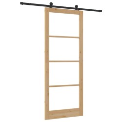 Porte coulissante avec kit 'ORKDAL'en bois massif et verre 