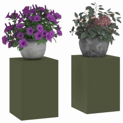 Supports de Plantes d'extérieur Pilier 2 pcs Olive Verte 24x24x35 cm Acier 