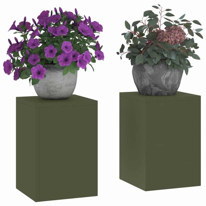 Supports de Plantes d'extérieur Pilier 2 pcs Olive Verte 24x24x35 cm Acier 