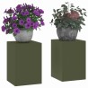 Supports de Plantes d'extérieur Pilier 2 pcs Olive Verte 24x24x35 cm Acier 