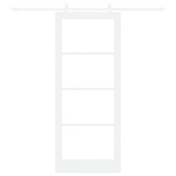 Porte coulissante avec ensemble de quincaillerie blanche 86x211 cm en bois massif de pin 