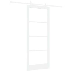 Porte coulissante avec ensemble de quincaillerie blanche 86x211 cm en bois massif de pin 