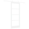 Porte coulissante avec ensemble de quincaillerie blanche 86x211 cm en bois massif de pin 