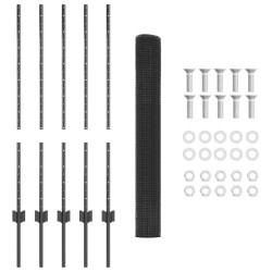 Kit de clôture en fil à poules Lot de 2 Gris Métal 