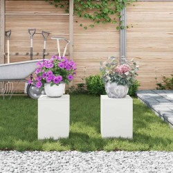 Supports de Plantes Extérieurs Pillar 2 pcs Blanc 24x24x35 cm Acier 