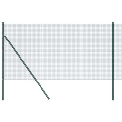 Clôture en fil soudé avec 13 poteaux Vert 1x50 m Acier 
