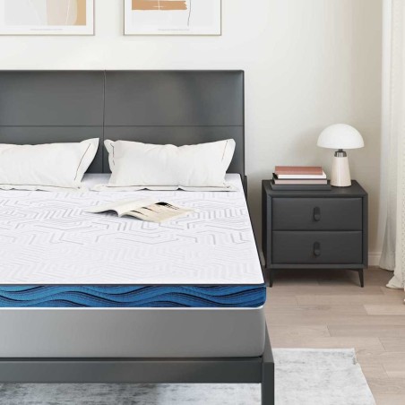 Coussins de Matelas Blanc et Bleu 140 x 200 cm 
