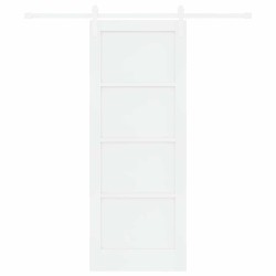 Porte Coulissante avec Set de Quincaillerie Blanche 78x202 cm Bois Massif de Pin 