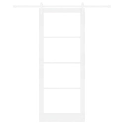 Porte coulissante avec kit matériel 'ORKDAL'Bois massif blanc et verre 