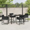 Ensemble de jardin 5 pièces avec des coussins en rotin noir 