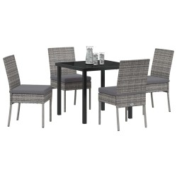 Ensemble de jardin de 5 pièces en polyrotin gris 