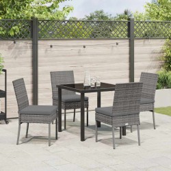 Ensemble de jardin de 5 pièces en polyrotin gris 