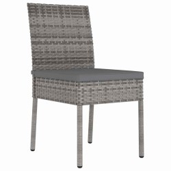 Ensemble de jardin de 5 pièces en polyrotin gris 