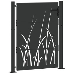 Porte de Jardin Noir 105 x 150 cm Acier peint par poudre 