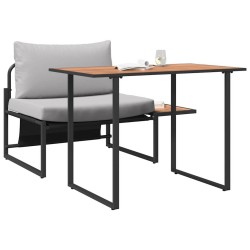 Ensemble de salle à manger de jardin de 2 pièces avec chaise individuelle et coussins gris clair 