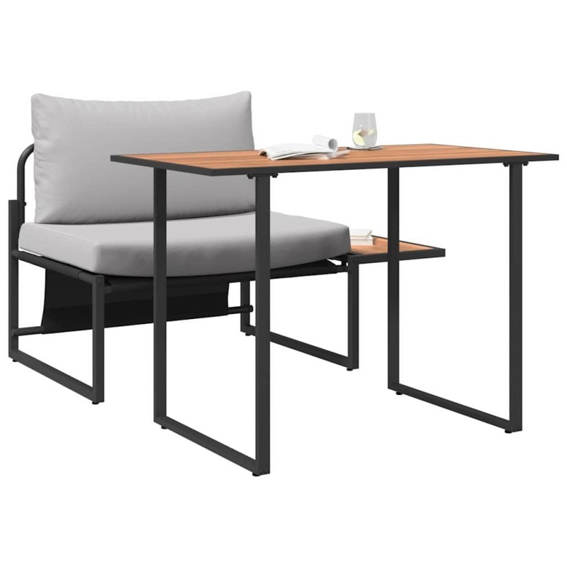 Ensemble de salle à manger de jardin de 2 pièces avec chaise individuelle et coussins gris clair 