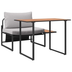 Ensemble de salle à manger de jardin de 2 pièces avec chaise individuelle et coussins gris clair 