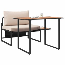 Ensemble de salle à manger de jardin 2 pièces avec coussins taupe 