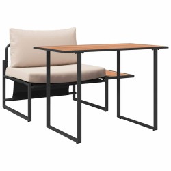 Ensemble de salle à manger de jardin 2 pièces avec coussins taupe 