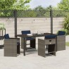 Ensemble de salle à manger de jardin 5 pièces avec des coussins en poly ratán gris 