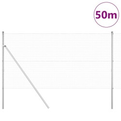 Clôture en fil soudé avec 13 poteaux 1x50 m en acier galvanisé 