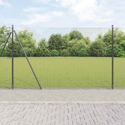 Clôture en fil soudé avec 13 poteaux flasques Gris 1,4x25 m Acier 