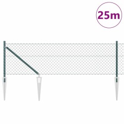 Jeu de Poteaux de Clôture Vert 0.6 x 25 m Acier galvanisé 