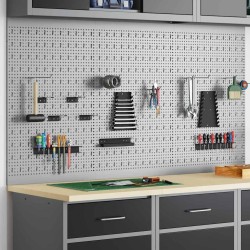 Tableaux Perforés 3 pcs avec 15 Accessoires Gris 50x80 cm Acier 